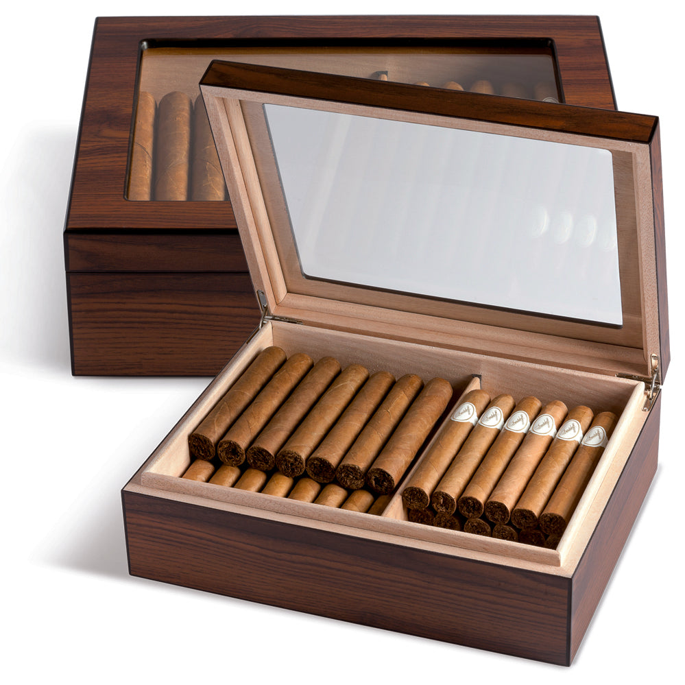 HUMIDOR 25 VETRO MARRONE