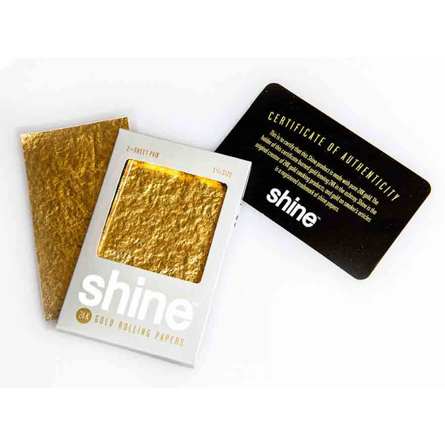 SHINE CARTINE ORO 24 CARATI 1 E 1/4 - 2 CARTINE CONFEZIONATE SINGOLARMENTE