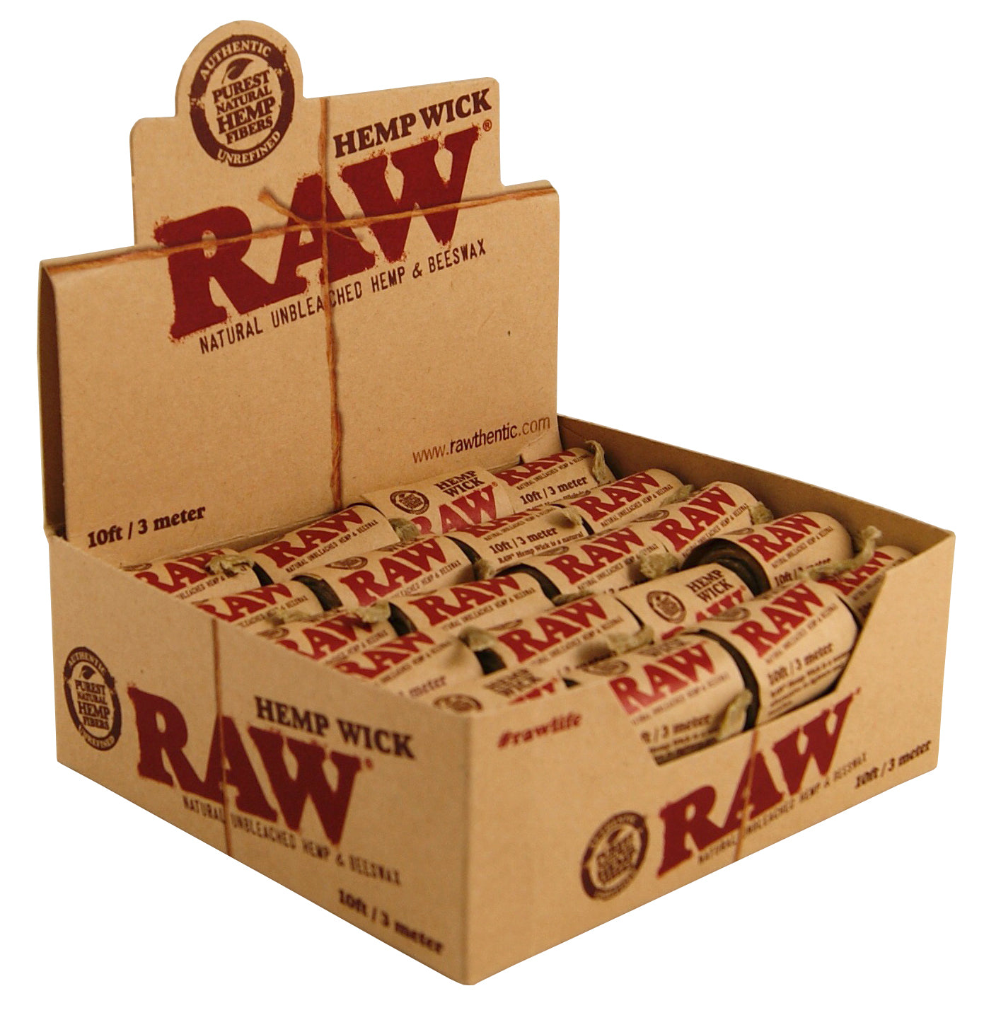 RAW HEMP WICK FILO IN CANAPA 3 MT - 40 PZ