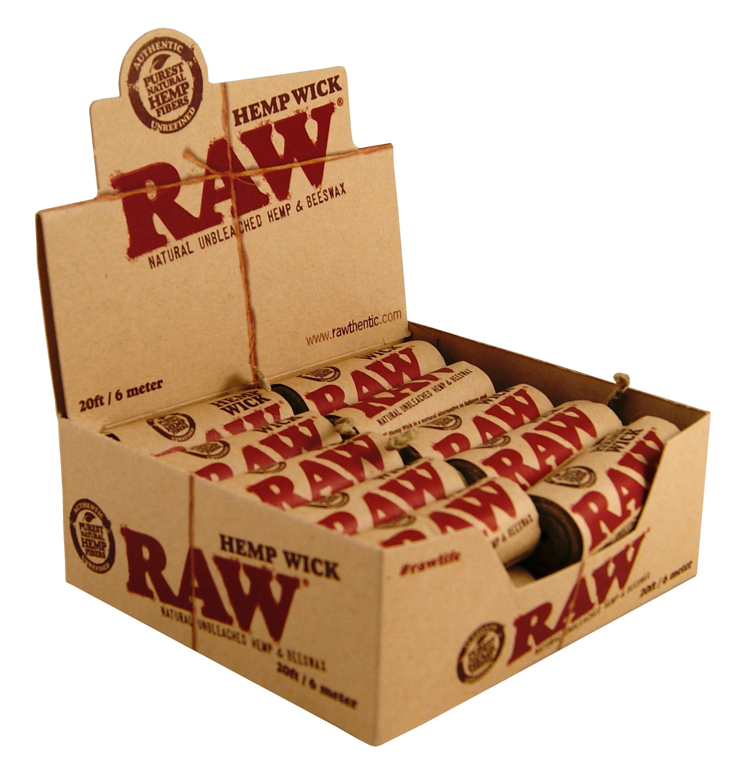RAW HEMP WICK FILO IN CANAPA 6 MT - 20 PZ