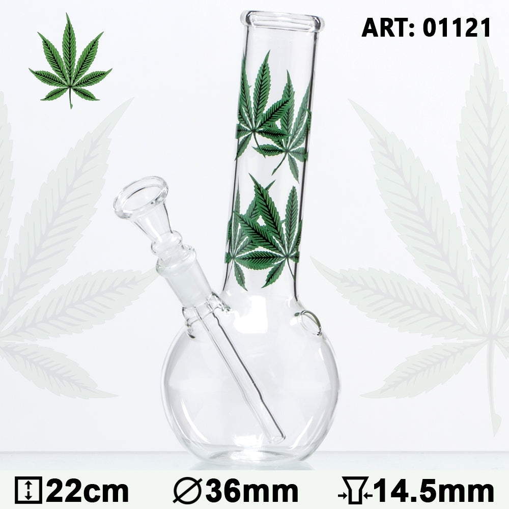 BONG IN VETRO FOGLIA MARIA - 22 CM