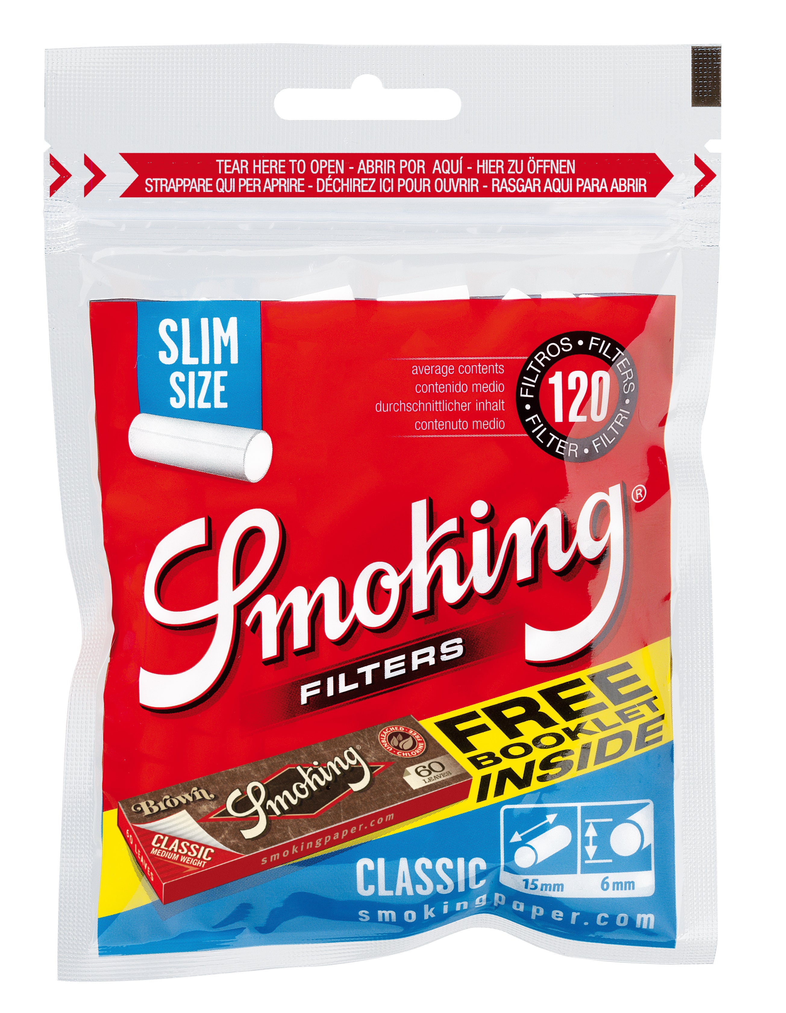 SMOKING FILTRI SLIM SIZE 6MM + CARTINE BROWN