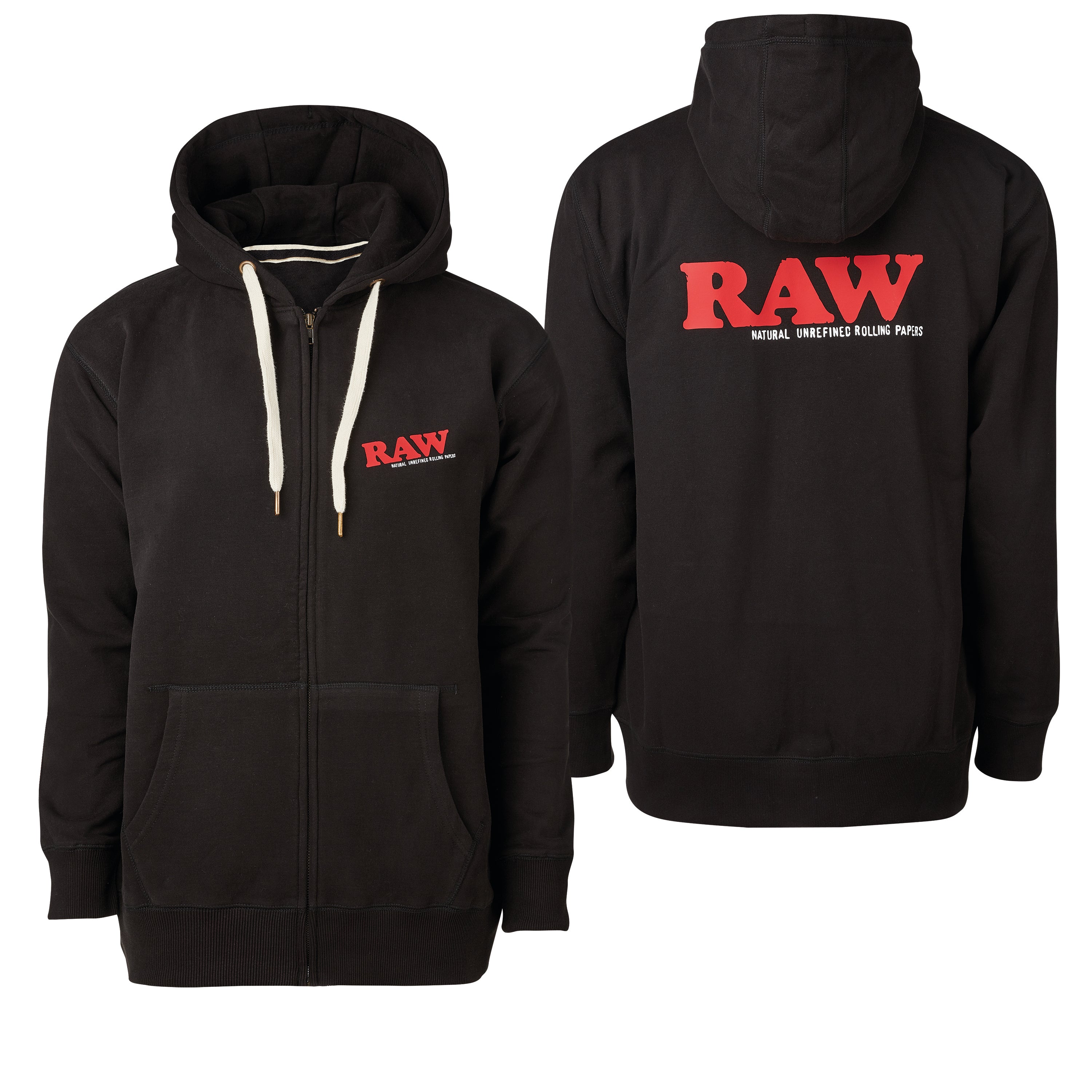 RAW ZIP HOODIE BLACK LOGO L