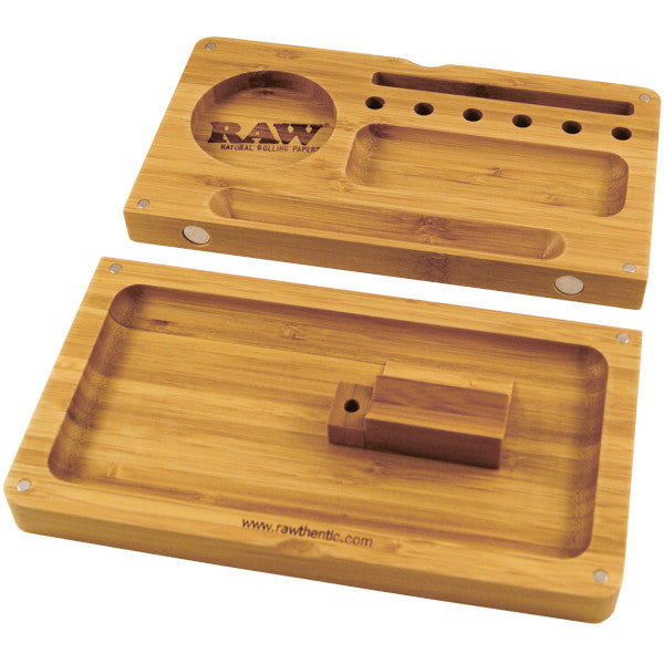 RAW BAMBOO BACK FLIP ROLLING TRAY W/MAGNET