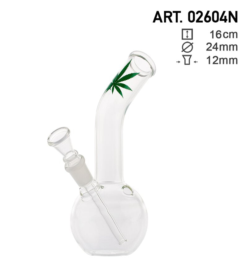 BONG IN VETRO FOGLIA MARIA - 16cm