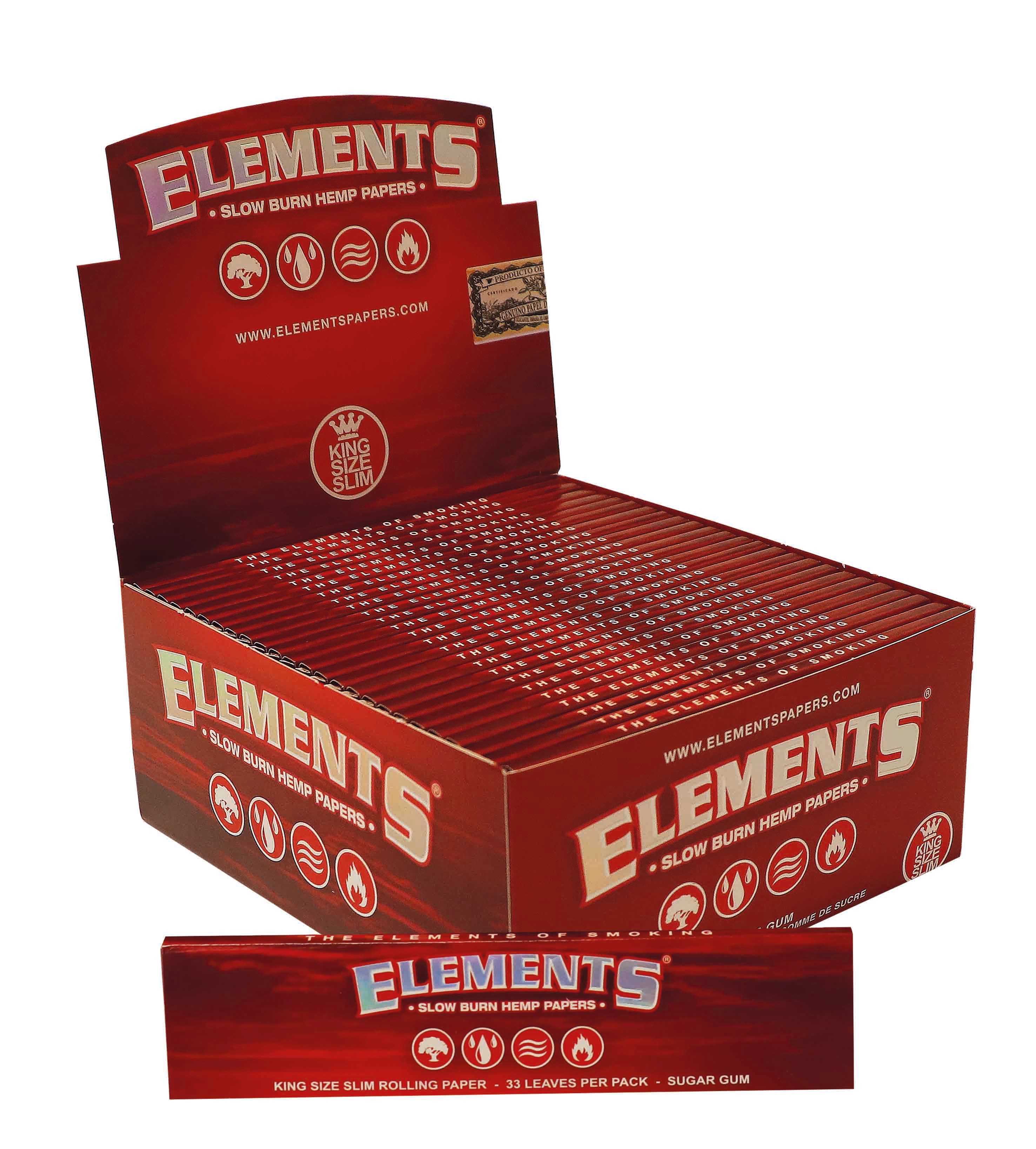 ELEMENTS CARTINE RED KING SIZE SLIM - 50 LIBRETTI