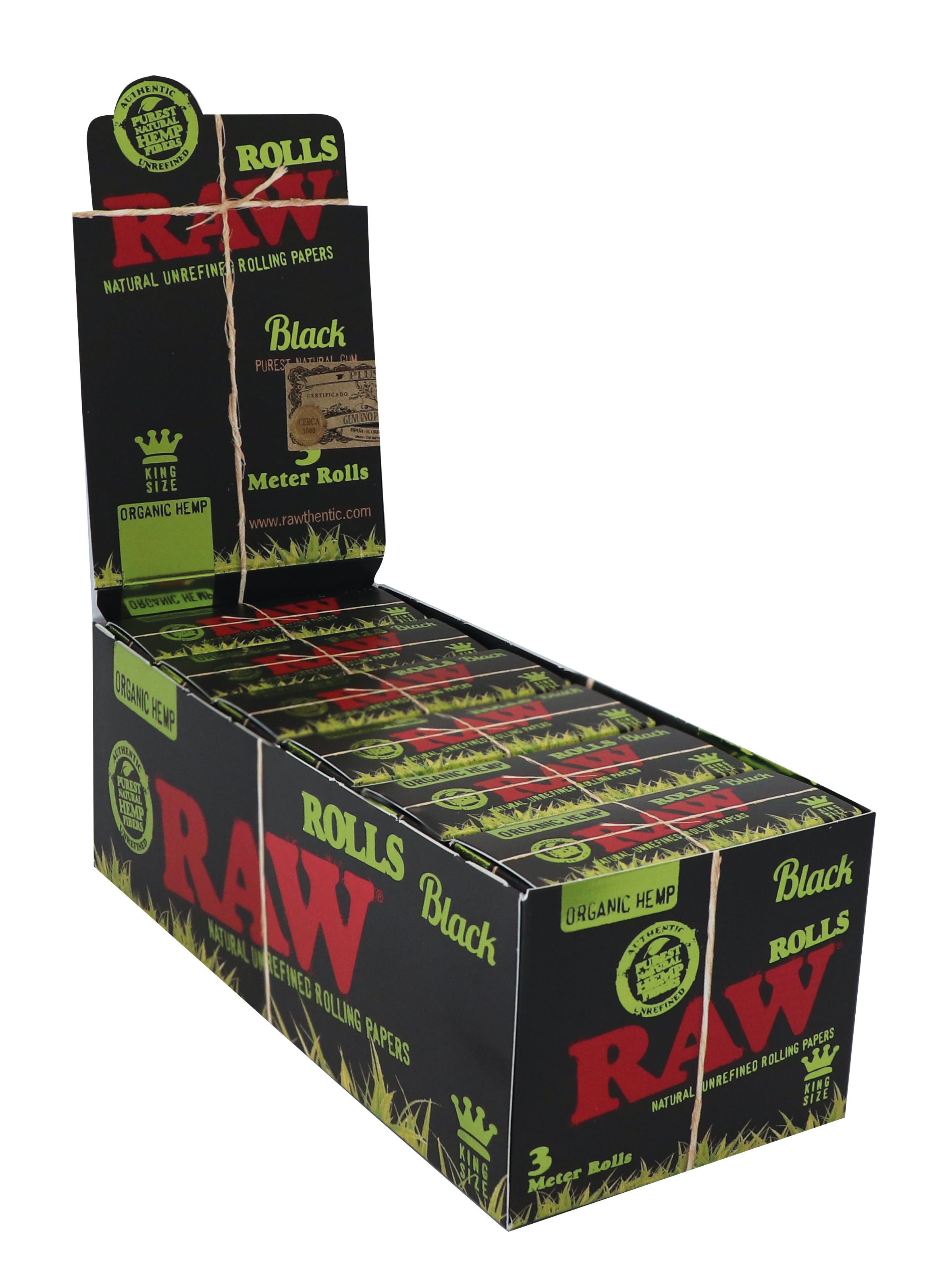 RAW BLACK ORGANIC ROLLS - 12 PZ (3mt)