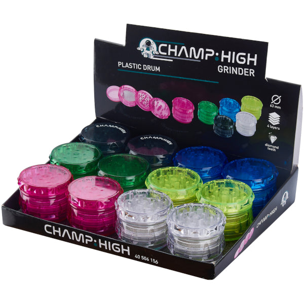 GRINDER IN PLASTICA 4 PARTI 63mm - 12 PZ COLORI ASSORTITI