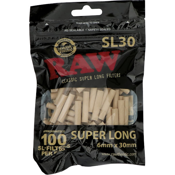 RAW BLACK FILTERS 6 X 30mm, 100 FILTRI PER BUSTA