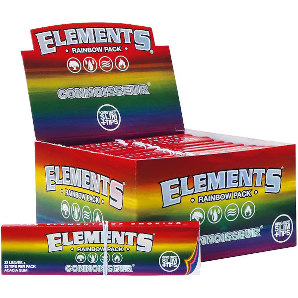 ELEMENTS RAINBOW CONNOISSEUR CARTINE KING SIZE SLIM + TIPS - 24 LIBRETTI