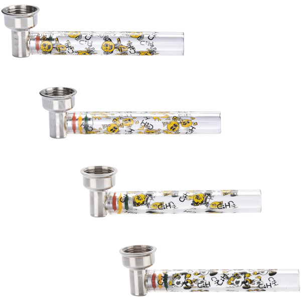 PIPA IN METALLO E VETRO 9cm - 16 PEZZI IMMAGINI ASSORTITE