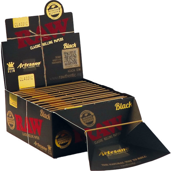 RAW BLACK ARTESANO KING SIZE SLIM  E FILTRI - 15 LIBRETTI