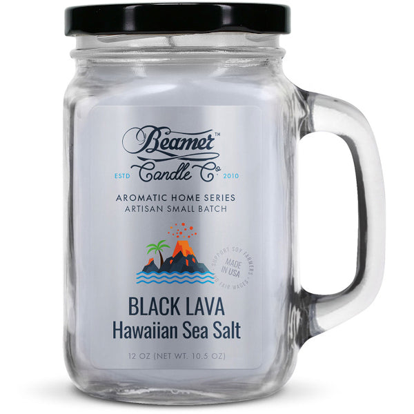BEAMER CANDLE CO. - AROMATIC HOME SERIES - LARGE -  BLACK LAVA HAWAIIAN SEA SALT