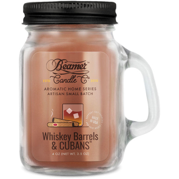 BEAMER CANDLE CO. - AROMATIC HOME SERIES - DOUBLE SHOT+ SMALL - WHISKEY BARRELS & CUBANS