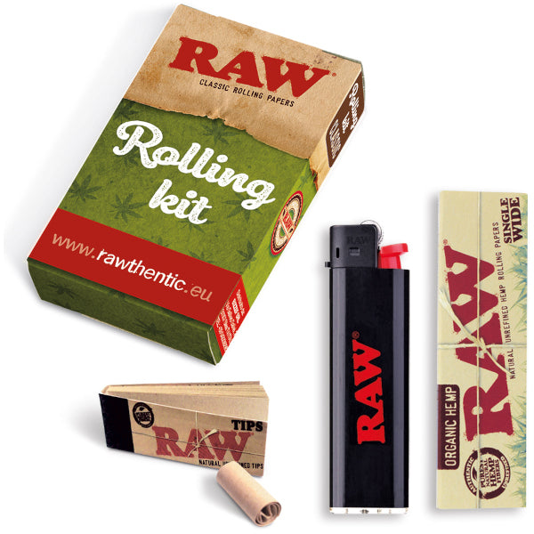 RAW KIT DISTRIBUTORE CARTINA ORGANIC REGULAR + TIPS + ACCENDINO ORIGINAL