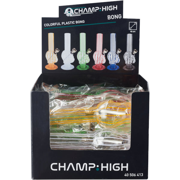 BONG IN PLASTICA 15cm - 12 PZ COLORI ASSORTITI