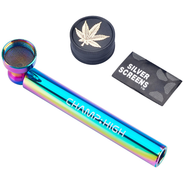 RAINBOW GLASS PIPE & GRINDER - 24 PZ COLORI ASSORTITI
