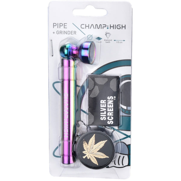 RAINBOW GLASS PIPE & GRINDER - 24 PZ COLORI ASSORTITI
